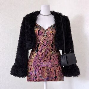 City Vibe Holographic Sequin Mini Dress Size 3 Juniors Party